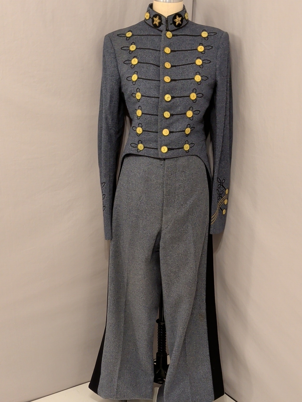 Vintage Military Cadet Tail Coat Blue Grey Wool Dress Jacket w Uniform Pants